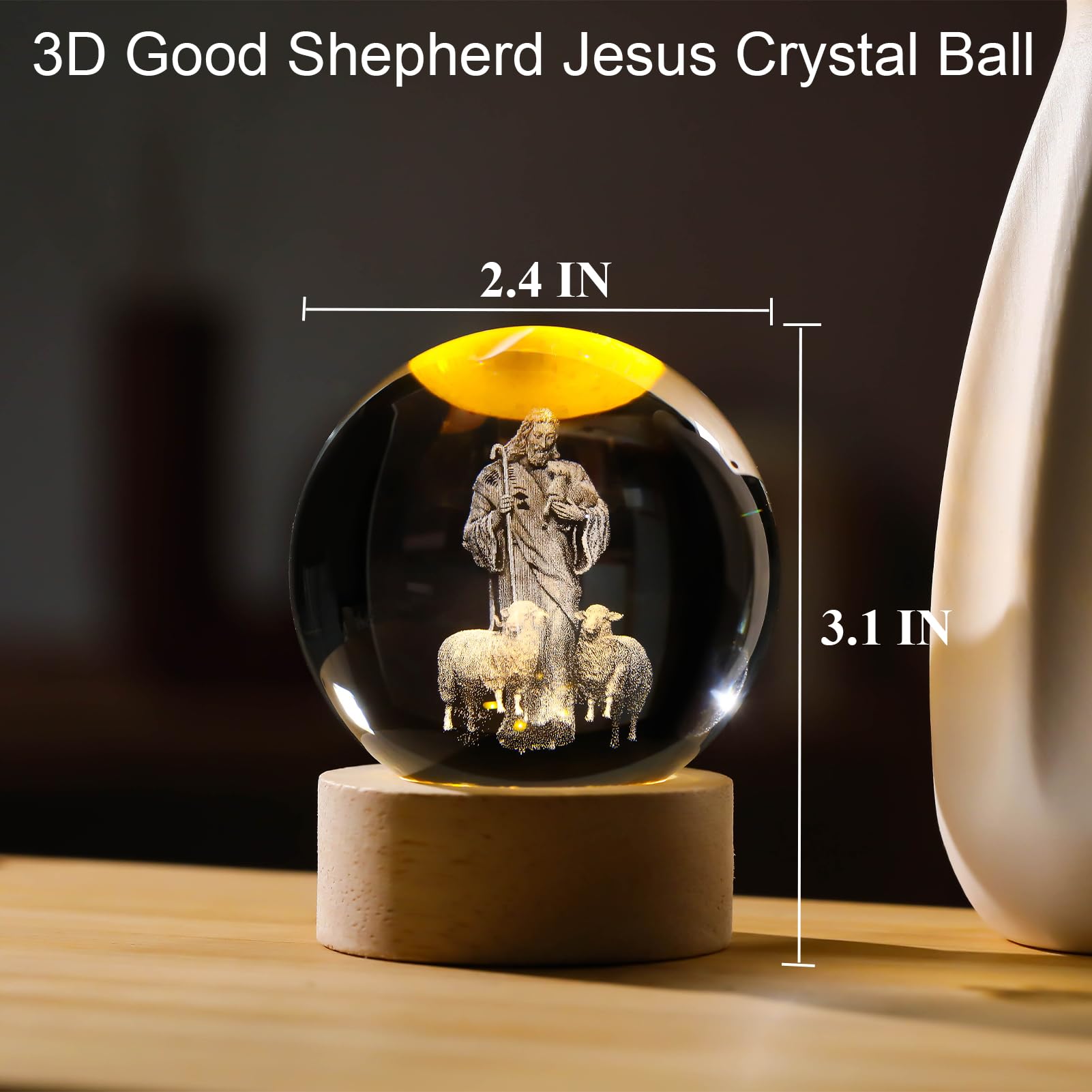 Amazon.co.jp: Arikyrist 3D クリスタル イエス 置物 像 ナイトライト